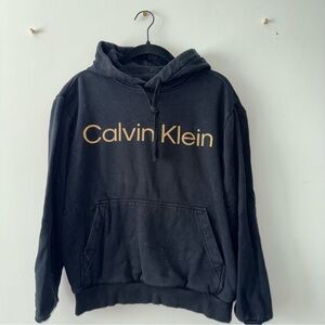 Calvin Klein Black Crewneck Hoodie with Gold Logo